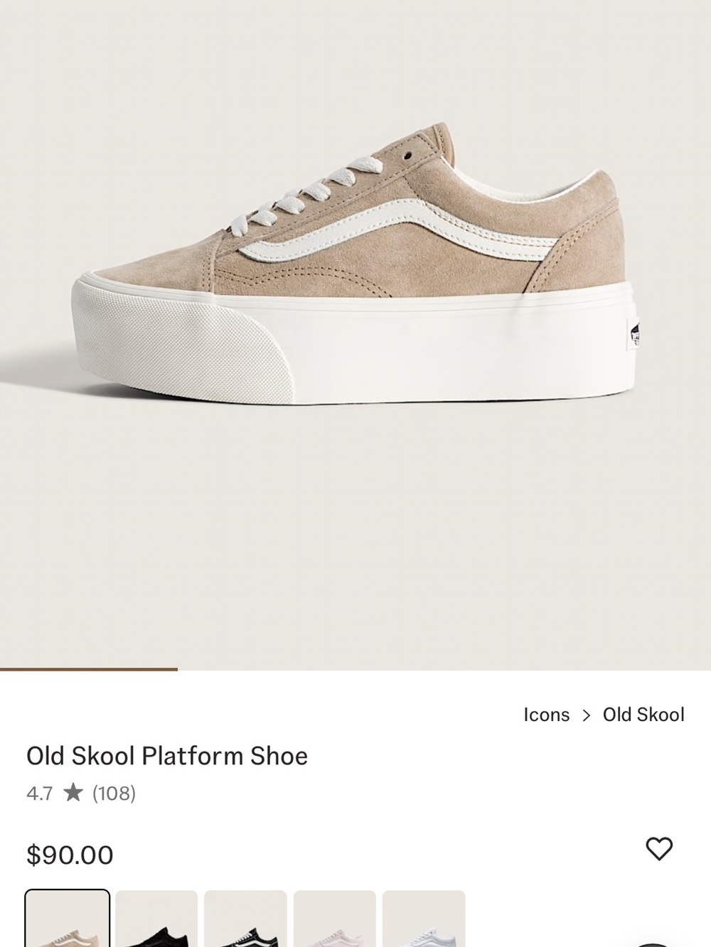 Vans Old Skool Platform — Beige and White